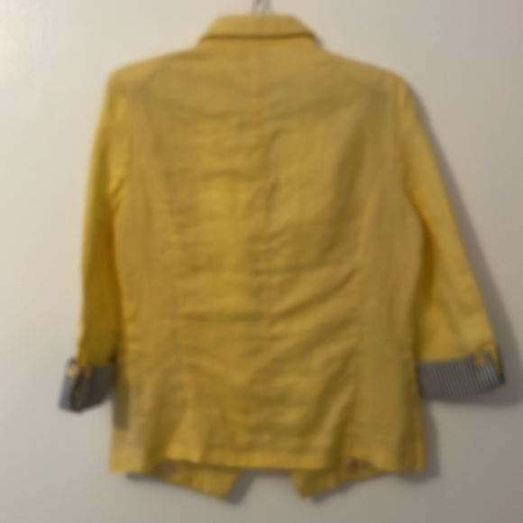 Countess large yellow business jacket blazer striped arm cuffs - Picture 5 of 7